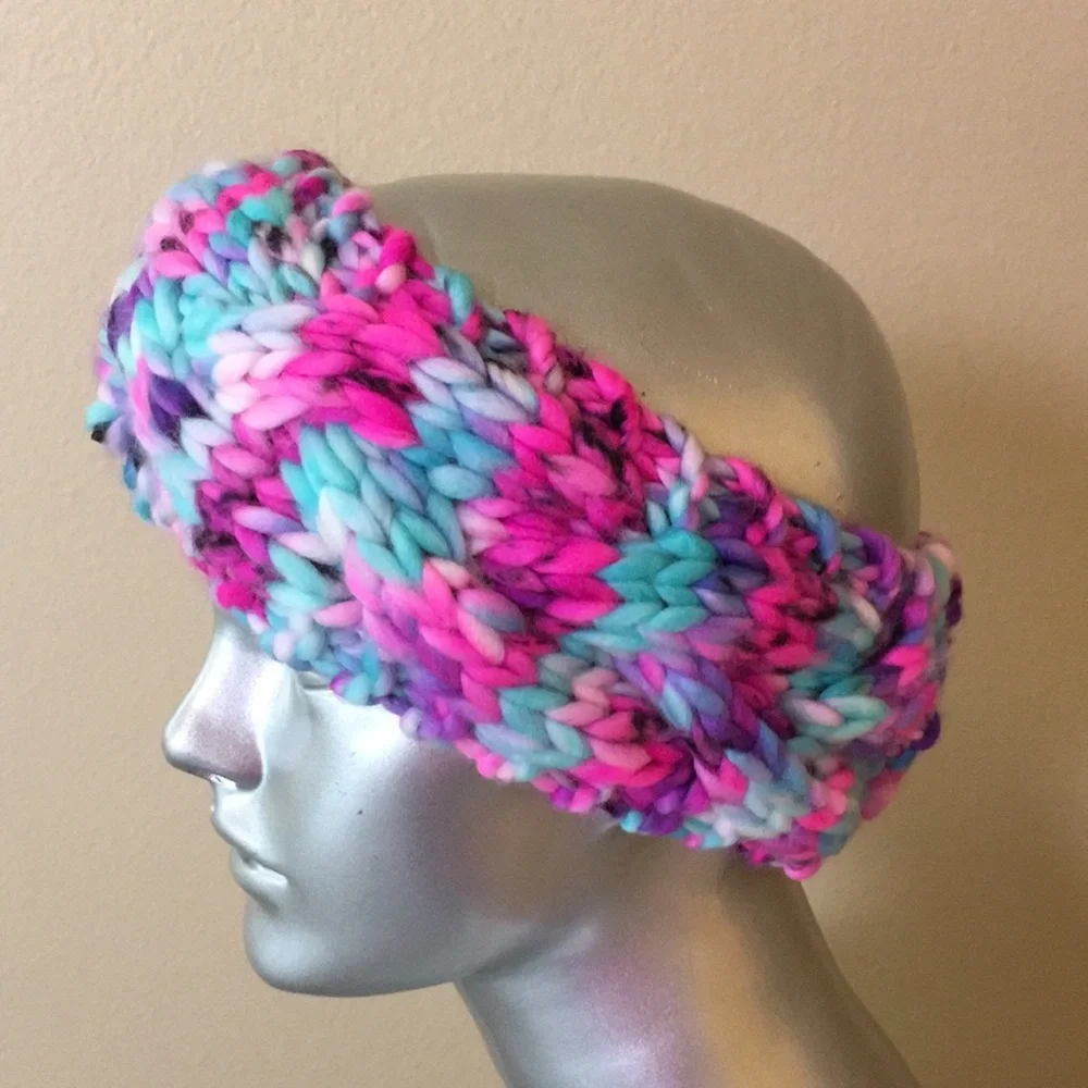 Hand Knit Women's Ear Warmer Headband Merino Wool